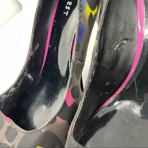 Nine West Danee Neon Leopard Print Peep Toe Heels Platform Women's 6M - Picture 10 of 11